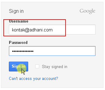 login ke email costum domain googleapps